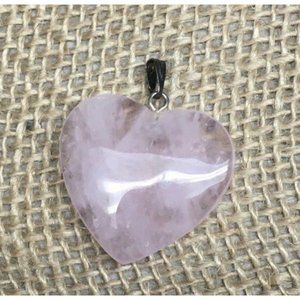 Marbled Pink Heart Pendant Silver Hanger Swirled Transluscent Retro Organic BoHo